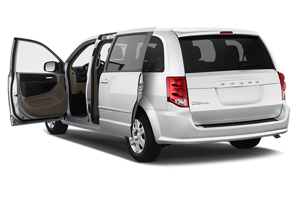 Private minivan with passenger doors open